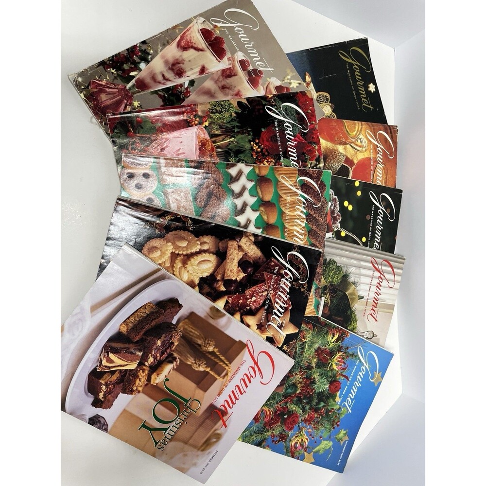 Vintage Gourmet Magazine December Christmas Lot 10 Issues 1986-1996 Holiday Rec